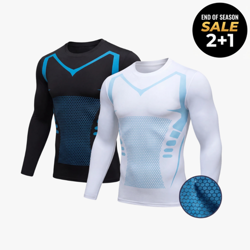 NorthPower-L long sleeve compression shirts in black and white