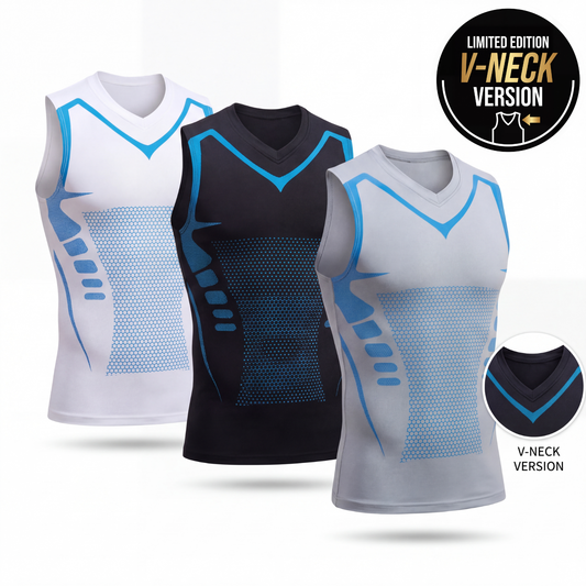 NorthPower V-neck compression shaping vests in white, black and grey