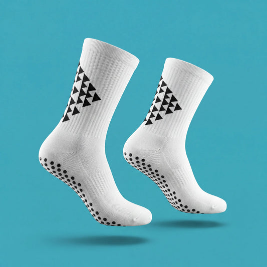 Pair of white S-Grip compression socks with anti-slip grips